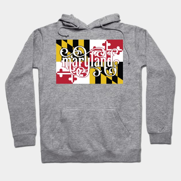 Maryland Flag Script Hoodie by polliadesign